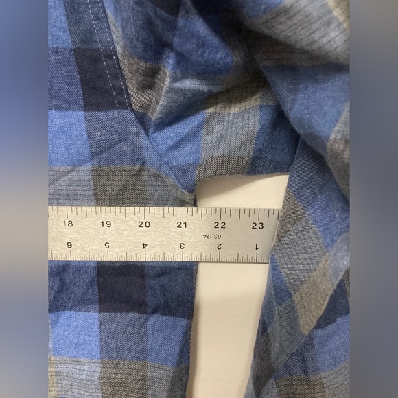 New! Flag & Anthem Mens Button Up Shirt Adult Flannel Plaid Medium M Blue Grey - Picture 11 of 13